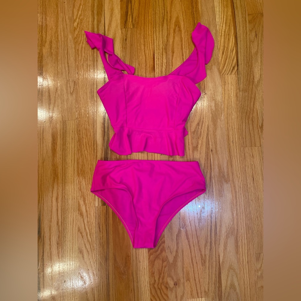 💜 5 for $25 or 3 for $18 Shein hot pink two piece tankini